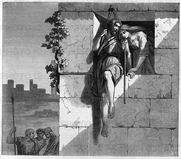 Religion The Holy Bible. David escape from the window (Psalm LVIII)