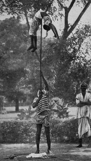 Historical Geography. 1900. India. Acrobats in unstable equilibrium.