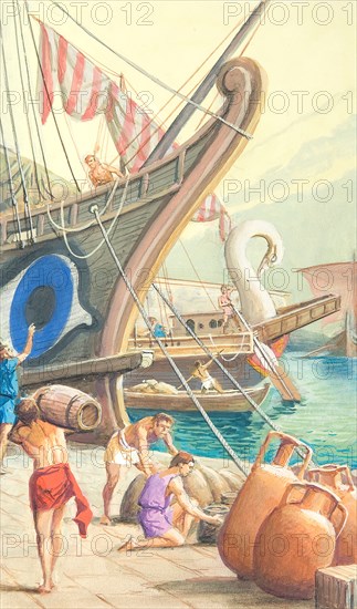 Creative illustration serial History of Rome Ostia the Rome's seaport