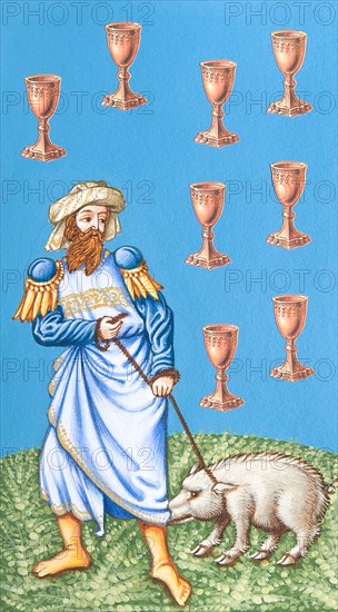 Creative illustration Middle Age in tarots. The saracen