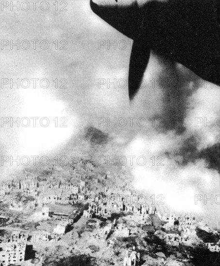 WWII War in Italy 1944 Air raid at Monte Cassino