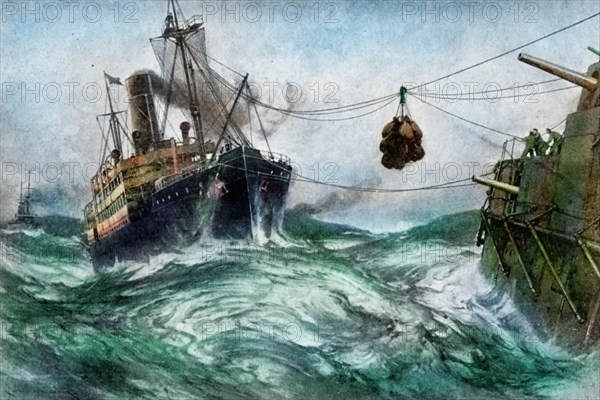 Coaling ship during a gale 1916