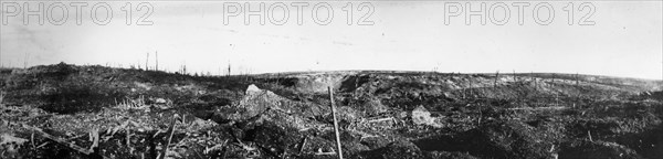 Panoramic view of the ruined village of Beaumont Hamel.
