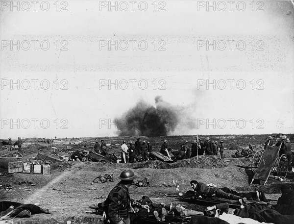 A German shell bursting.