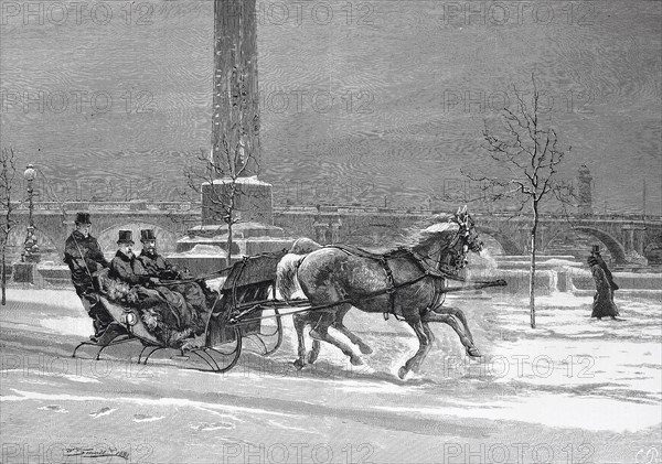 The Late Frost - The Prince Of Wales Sleighing On The Thames Embankment