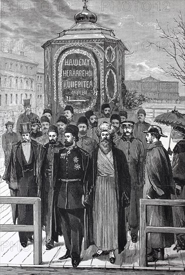 The Persian Envoy Visiting The Shrine Marking The Spot Where The Late Czar Was Assassinated At St. Petersburg