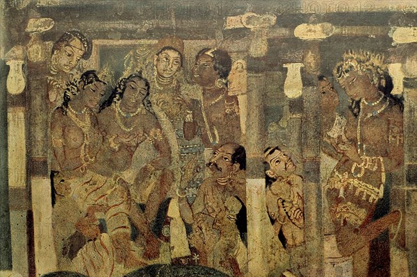 Frescoes at Ajanta caves , Aurangabad , Maharashtra, India
