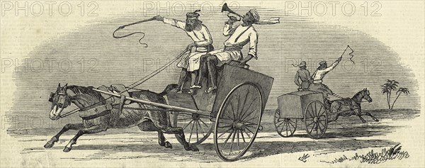 Male Cart in the Northwest of India Post office arrangements for the rapid transport of the Honorable Company's mail along the Grand Trunk Road 19th century