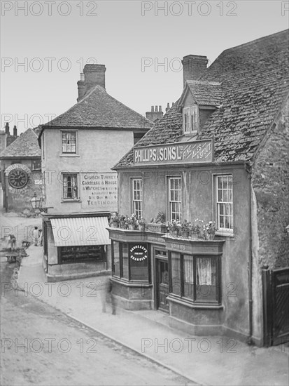 Faringdon village street scene including the famous Counsell Clock