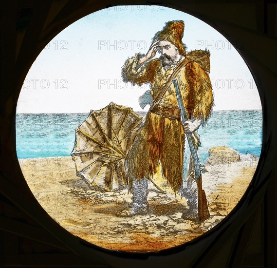 Magic Lantern slide circa 1900 hand coloured