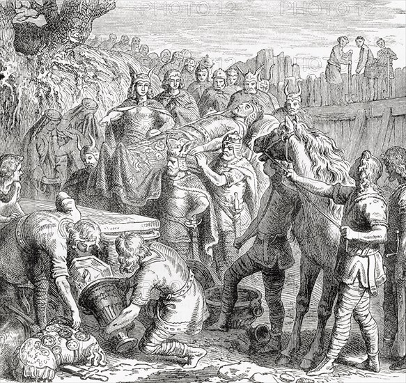 The burial of Alaric in the bed of the Busento River