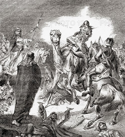 Ayesha captured by the soldiers of Ali during the Battle of the Camel
