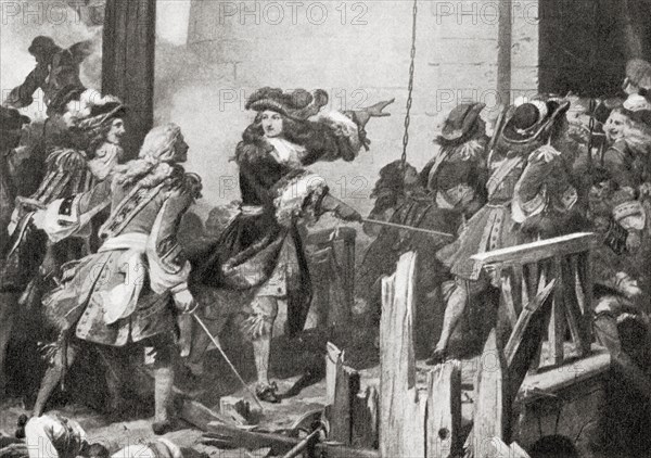 Louis XIV and Musketeers of the Guard entering the citadel of Valenciennes