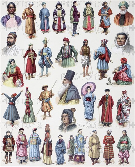 Dress and costumes of the Asian races in the 19th century