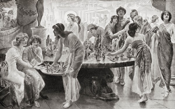 A market scene in ancient Pompeii