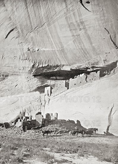 The ruins of the cliff dwellings of the Navajo people at the Canyon de Chelly