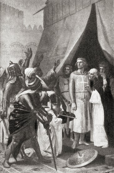 Louis IX taken prisoner at the Battle of Fariskur during the Seventh Crusade which lasted from 1248 to 1254