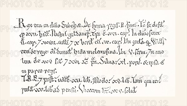 Facsimile of a specimen from the Domesday Book