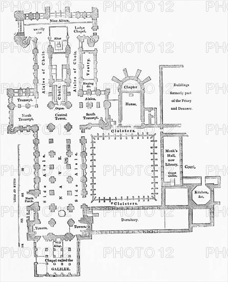 Floor plan of Durham Cathedral