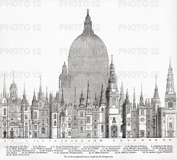 Some of the principal towers and steeples built by Sir Christopher Wren
