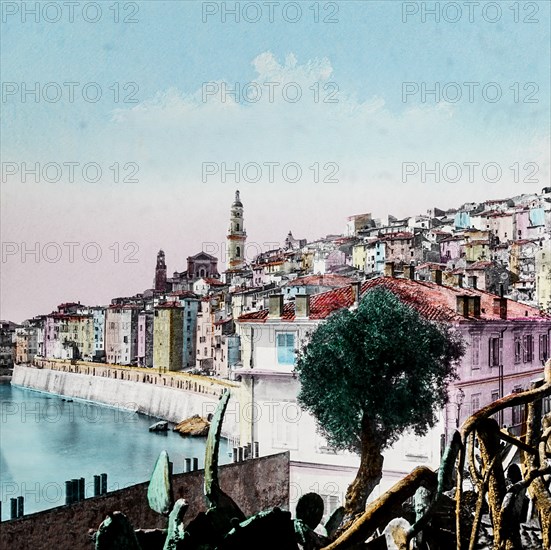 Magic Lantern slide circa 1900 hand coloured