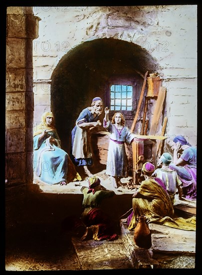 A hand coloured magic lantern slide circa 1900