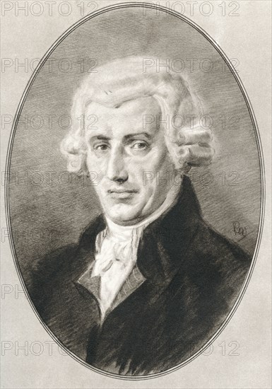 (Franz) Joseph Haydn, 1732 – 1809.  Austrian composer of the Classical period.  Illustration by Gordon Ross, American artist and illustrator (1873-1946), from Living Biographies of Great Composers.