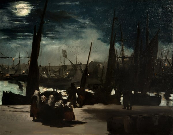 Moonlight over the port of Boulogne 1869