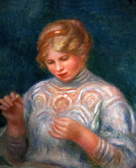 Girl making lace