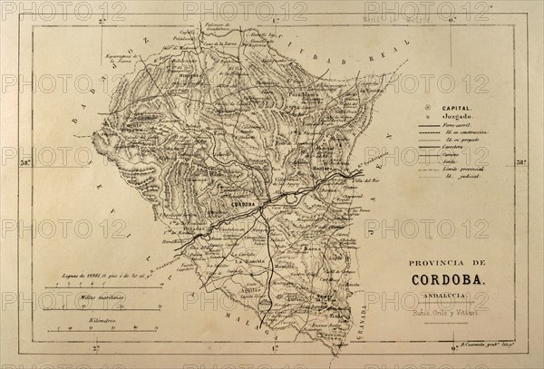 Map of the Cordoba province, Andalusia