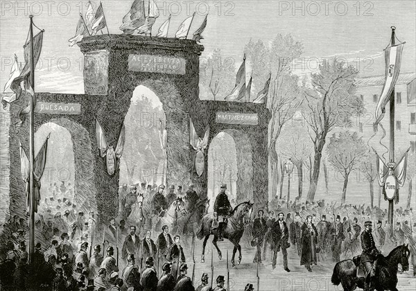 Entrance of the king in the city of Pamplona (Navarre) on February 28, 1876