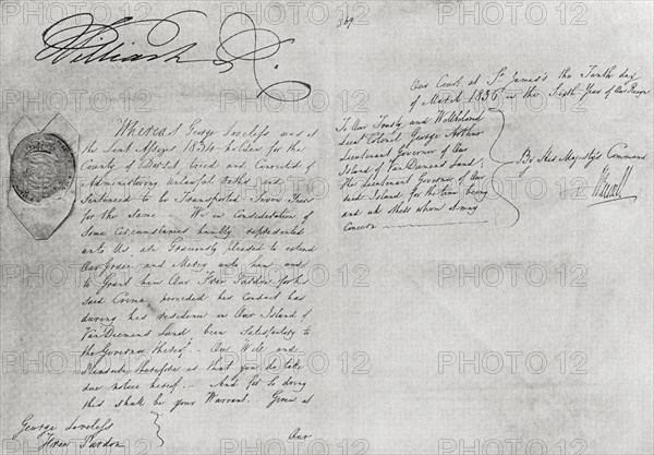 Facsimile of free pardon granted to George Loveless