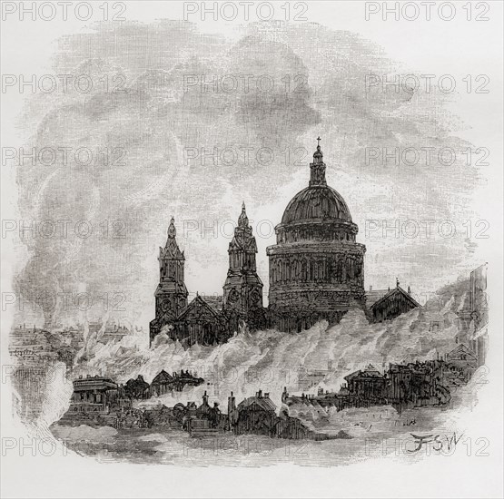 Scene depicting the Great Fire of London