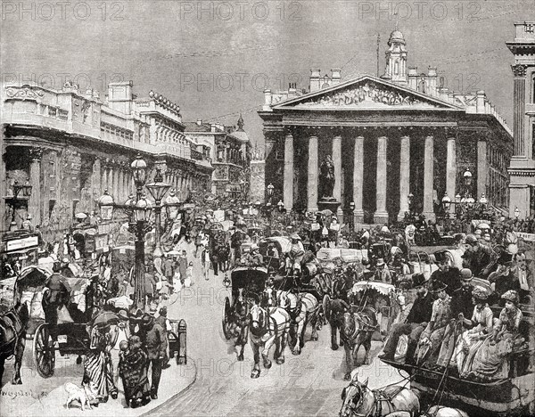 The Bank and Royal Exchange, London,,