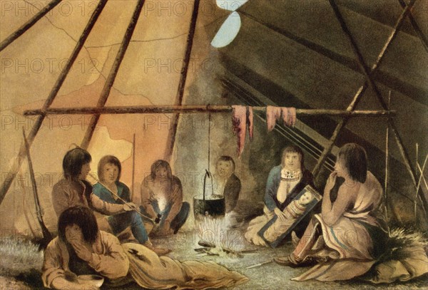 Interior of a Cree Indian Tent