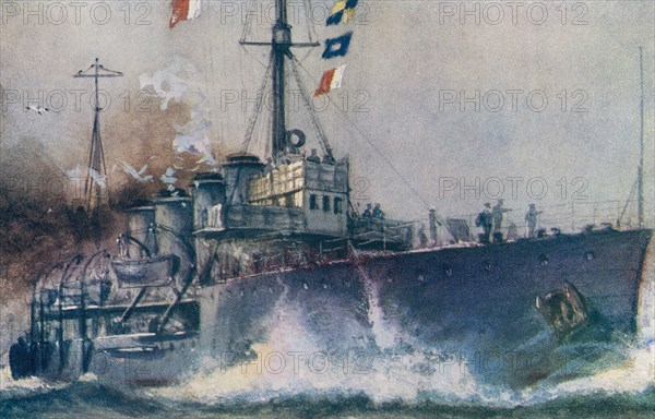 A light cruiser at sea