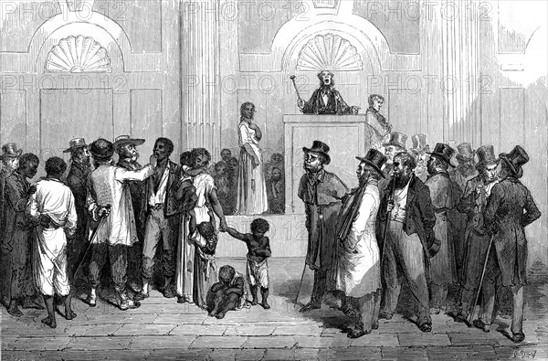 Public sale of slaves in the usa in 1863,