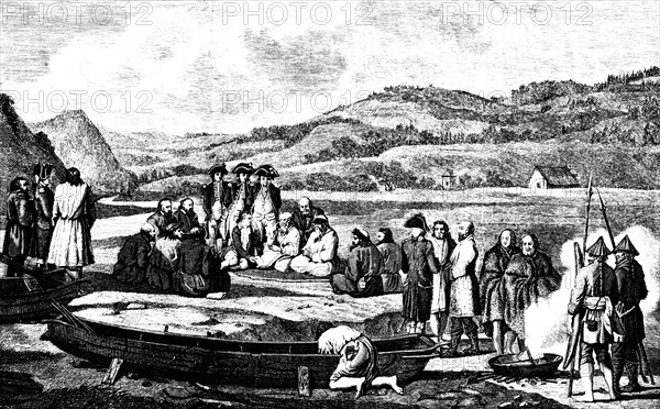 Jean françois de la perous,e travel to far east in 1787. he was navigator then naval commander in american war. then sailed into pacific with ' l'astrolabe ' & ' la boussole '. 1864