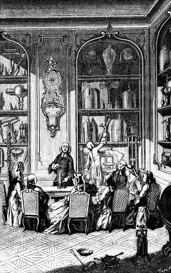 An experimental lesson in physics by nollet, ( french scientist and priest jean antoine nollet ) he was professor of experimental physics at the college of navarre ( france ) 1894