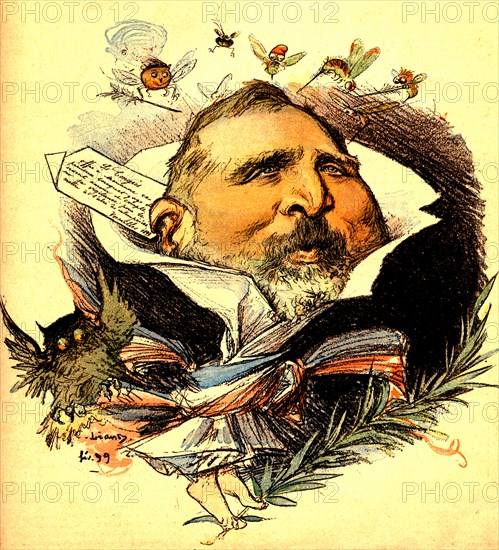 French president emile loubet, 1838-1929. he forgave alfred dreyfus after taking office in 1899. design by c. leandre 1899 ( caricature ) 1899