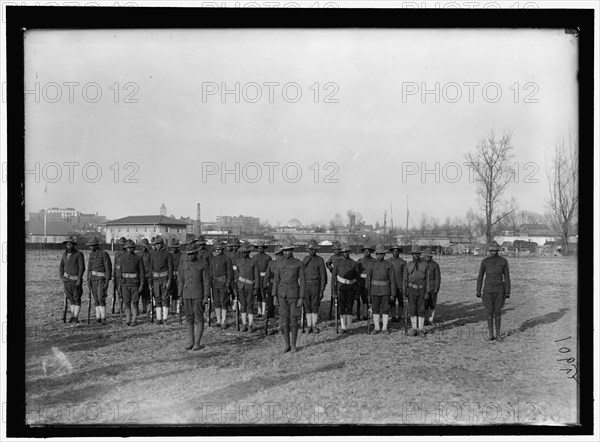 African American soldiers in parade formation