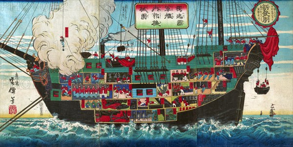 Interior works of an armed Japanese ship