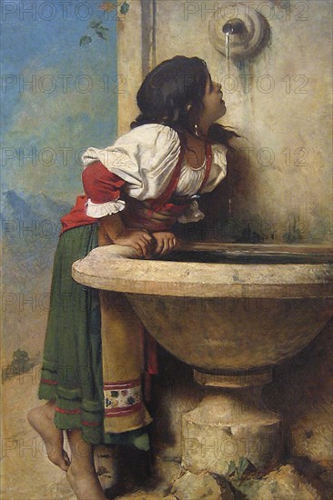 Roman Girl at a Fountain