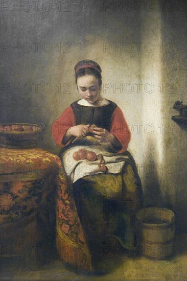 Young Girl Peeling Apples