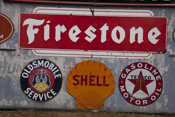 Firestone, Shell, Texaco and Oldsmobile Service Signs