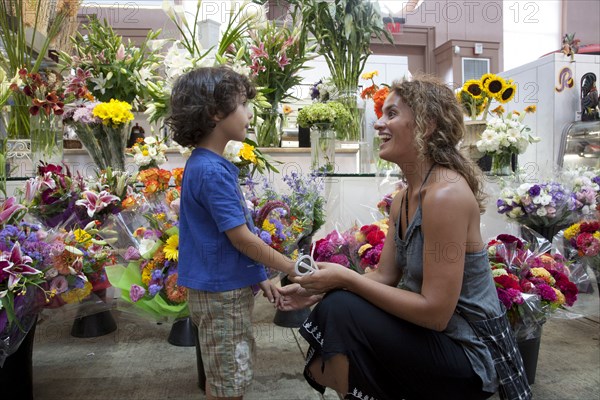 Mother's Smile at her Young Boy