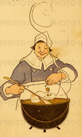 Woman chef adds to a recipe over a boiling pot