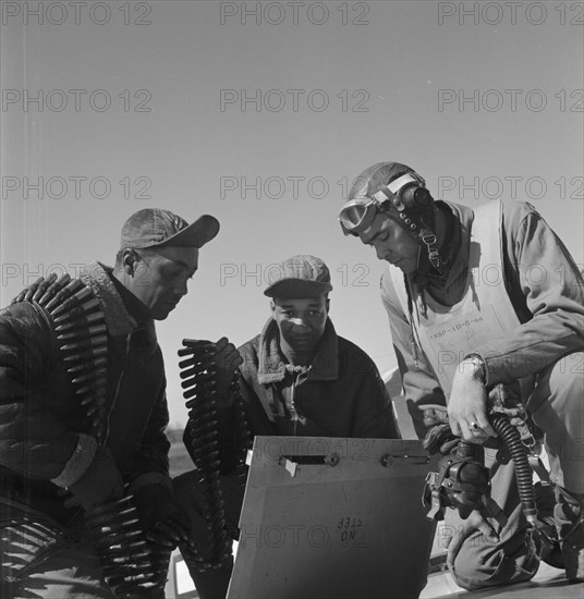 Tuskegee airmen Roscoe C. Brown, Marcellus G. Smith, and Benjamin O. Davis, Ramitelli, Italy, March 1945