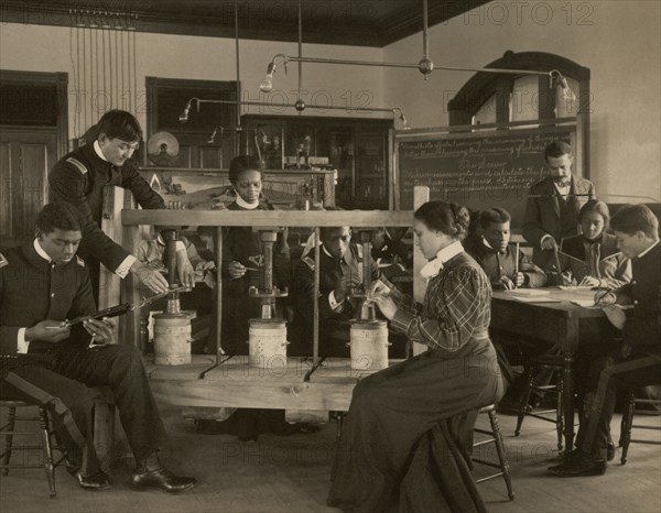 The cheese press screw - students studying agricultural sciences, Hampton Institute, Hampton, Virginia