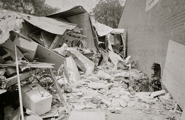 Bomb-damaged trailers at the Gaston Motel, Birmingham, Alabama